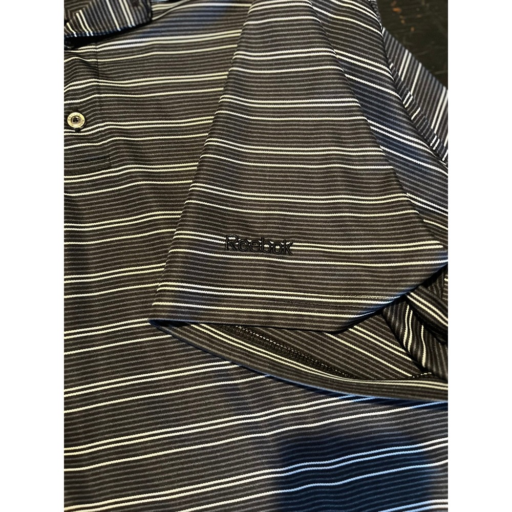 Reebok Golf Mens Polo Shirt 5XL Black White Stripe Play Dry Short Sleeve - Picture 4 of 5
